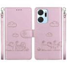 For Honor X7a Cute Cats RFID Leather Phone Case(Rose Gold) - 1