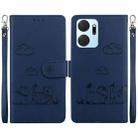 For Honor X7a Cute Cats RFID Leather Phone Case(Blue) - 1