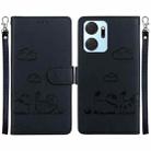 For Honor X7a Cute Cats RFID Leather Phone Case(Black) - 1