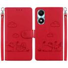 For Honor X5 Plus / Play 40C Cute Cats RFID Leather Phone Case(Red) - 1