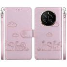 For Honor Magic7 Cute Cats RFID Leather Phone Case(Rose Gold) - 1