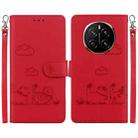 For Honor Magic7 Cute Cats RFID Leather Phone Case(Red) - 1