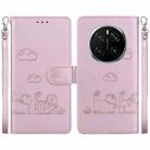 For Honor Magic7 Pro Cute Cats RFID Leather Phone Case(Rose Gold) - 1