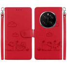 For Honor Magic7 Pro Cute Cats RFID Leather Phone Case(Red) - 1