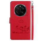 For Honor Magic7 Pro Cute Cats RFID Leather Phone Case(Red) - 3