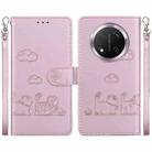 For Honor X9c Cute Cats RFID Leather Phone Case(Rose Gold) - 1