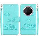 For Honor X9c Cute Cats RFID Leather Phone Case(Green) - 1