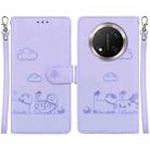 For Honor X9c Cute Cats RFID Leather Phone Case(Purple) - 1