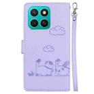For Honor X8c 4G Cute Cats RFID Leather Phone Case(Purple) - 3