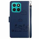 For Honor X8c 4G Cute Cats RFID Leather Phone Case(Blue) - 3