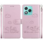 For Honor 400 Lite Cute Cats RFID Leather Phone Case(Rose Gold) - 1