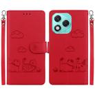 For Honor 400 Lite Cute Cats RFID Leather Phone Case(Red) - 1