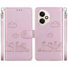 For Honor 400 Global 156.5mm Cute Cats RFID Leather Phone Case(Rose Gold) - 1