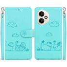 For Honor 400 Global 156.5mm Cute Cats RFID Leather Phone Case(Green) - 1