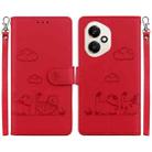 For Honor 400 Global 156.5mm Cute Cats RFID Leather Phone Case(Red) - 1