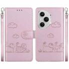 For Honor 400 Pro Global 160.8mm Cute Cats RFID Leather Phone Case(Rose Gold) - 1
