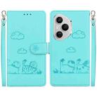 For Honor 400 Pro Global 160.8mm Cute Cats RFID Leather Phone Case(Green) - 1