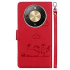 For Honor X70 5G Cute Cats RFID Leather Phone Case(Red) - 3