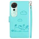 For Honor Play 70 Plus Cute Cats RFID Leather Phone Case(Green) - 3