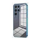 For Samsung Galaxy S25 Ultra 5G Transparent Plating Fine Hole Phone Case(Blue) - 1