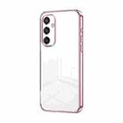 For Samsung Galaxy S25 5G Transparent Plating Fine Hole Phone Case(Pink) - 1