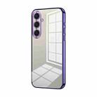 For Samsung Galaxy S25+ 5G Transparent Plating Fine Hole Phone Case(Purple) - 1