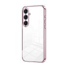 For Samsung Galaxy S25+ 5G Transparent Plating Fine Hole Phone Case(Pink) - 1