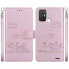 For ZTE Blade A52 Cute Cats RFID Leather Phone Case(Rose Gold) - 1