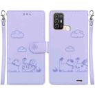 For ZTE Blade A52 Cute Cats RFID Leather Phone Case(Purple) - 1