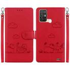 For ZTE Blade A52 Cute Cats RFID Leather Phone Case(Red) - 1