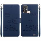 For ZTE Blade A52 Cute Cats RFID Leather Phone Case(Blue) - 1