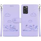 For ZTE Blade A72 / V40 Vita Cute Cats RFID Leather Phone Case(Purple) - 1