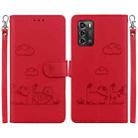 For ZTE Blade A72 / V40 Vita Cute Cats RFID Leather Phone Case(Red) - 1