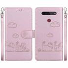 For LG K41S / K51S Cute Cats RFID Leather Phone Case(Rose Gold) - 1