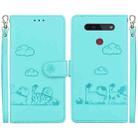 For LG K41S / K51S Cute Cats RFID Leather Phone Case(Green) - 1