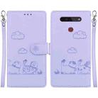 For LG K41S / K51S Cute Cats RFID Leather Phone Case(Purple) - 1