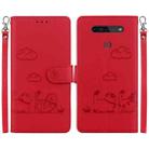 For LG K41S / K51S Cute Cats RFID Leather Phone Case(Red) - 1