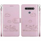 For LG K61 Cute Cats RFID Leather Phone Case(Rose Gold) - 1