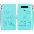 For LG K61 Cute Cats RFID Leather Phone Case(Green) - 1