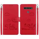 For LG K61 Cute Cats RFID Leather Phone Case(Red) - 1