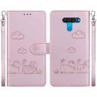 For LG K50 / Q60 Cute Cats RFID Leather Phone Case(Rose Gold) - 1