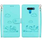 For LG K50 / Q60 Cute Cats RFID Leather Phone Case(Green) - 1