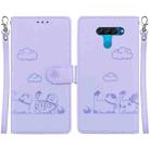 For LG K50 / Q60 Cute Cats RFID Leather Phone Case(Purple) - 1