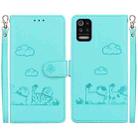 For LG K52 / K62 / Q52 Cute Cats RFID Leather Phone Case(Green) - 1