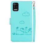 For LG K52 / K62 / Q52 Cute Cats RFID Leather Phone Case(Green) - 3