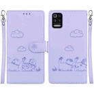 For LG K52 / K62 / Q52 Cute Cats RFID Leather Phone Case(Purple) - 1