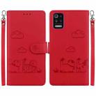 For LG K52 / K62 / Q52 Cute Cats RFID Leather Phone Case(Red) - 1