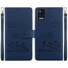 For LG K52 / K62 / Q52 Cute Cats RFID Leather Phone Case(Blue) - 1