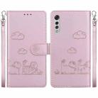 For LG Velvet / G9 4G / G9 5G  Cute Cats RFID Leather Phone Case(Rose Gold) - 1