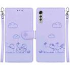 For LG Velvet / G9 4G / G9 5G  Cute Cats RFID Leather Phone Case(Purple) - 1